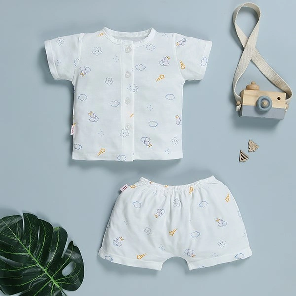 Bộ tay ngắn in hình thỏ IQ Baby màu trắng 1