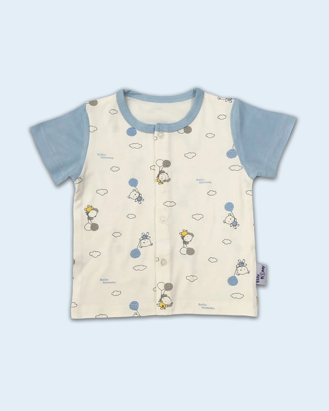 Bộ tay ngắn cài giữa BabyMommy 018 màu trắng - cam hồng 6