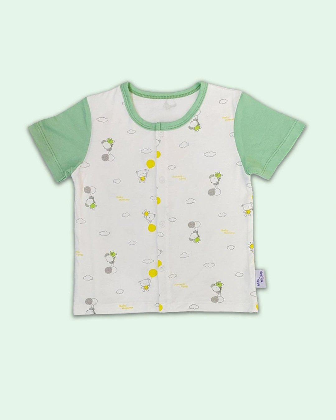 Bộ tay ngắn cài giữa BabyMommy 018 màu trắng - cam hồng 10