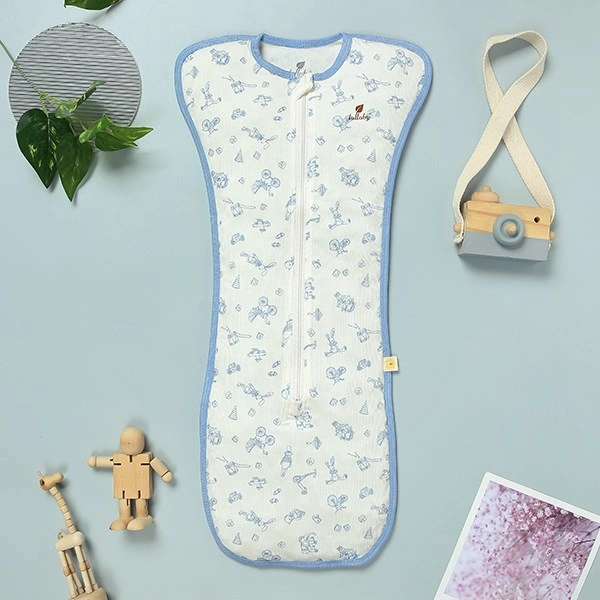 Nhộng chũn unisex Lullaby sợi tre trắng - xanh