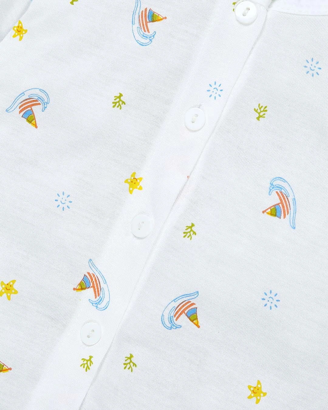 Áo tay dài in thuyền IQ Baby màu trắng 5