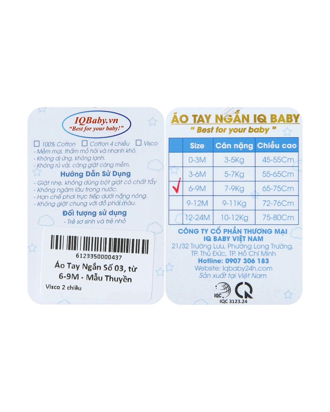 Áo tay ngắn in thuyền IQ Baby màu trắng 7