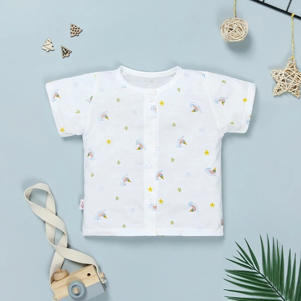 Áo tay ngắn in thuyền IQ Baby màu trắng 1