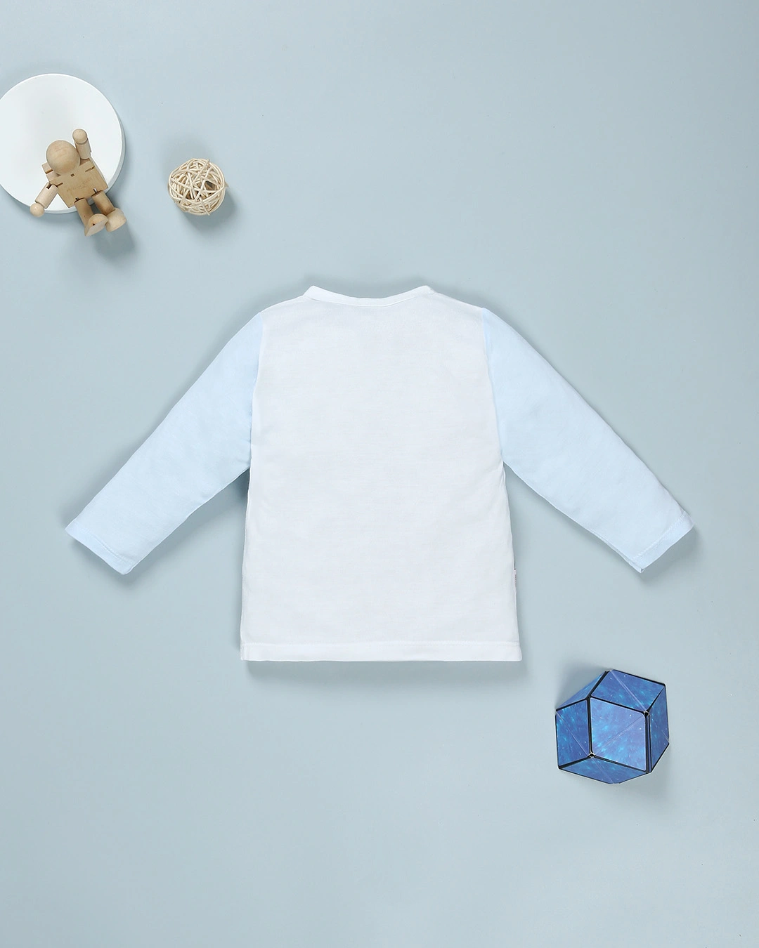 Áo tay dài in voi IQ Baby màu trắng - xanh dương 2