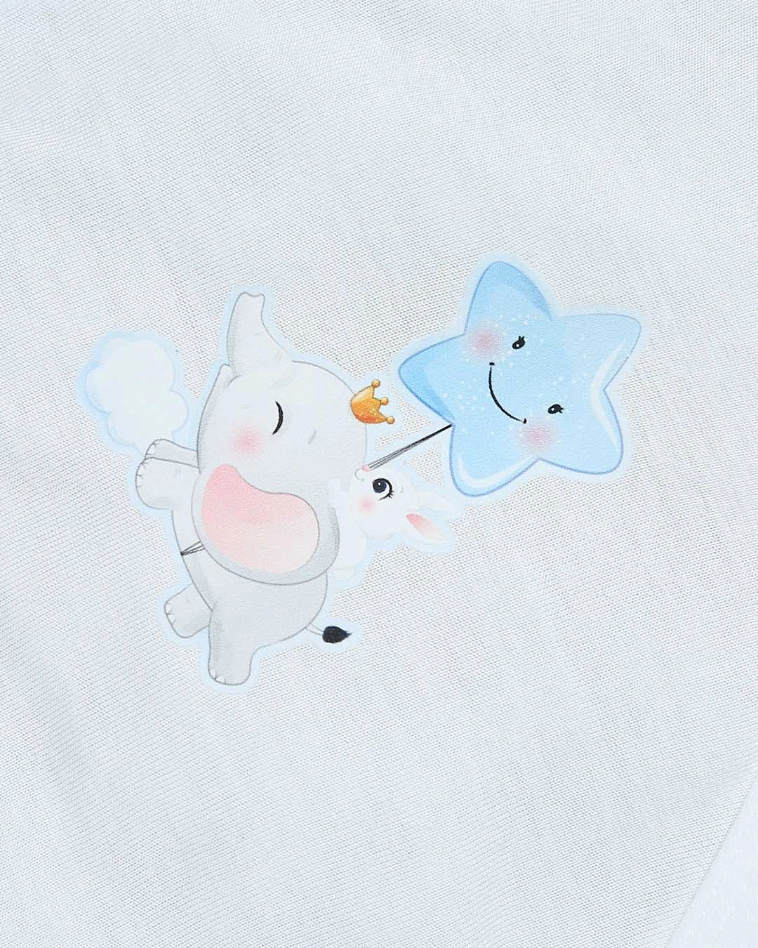 Áo tay dài in voi IQ Baby màu trắng - xanh dương 6