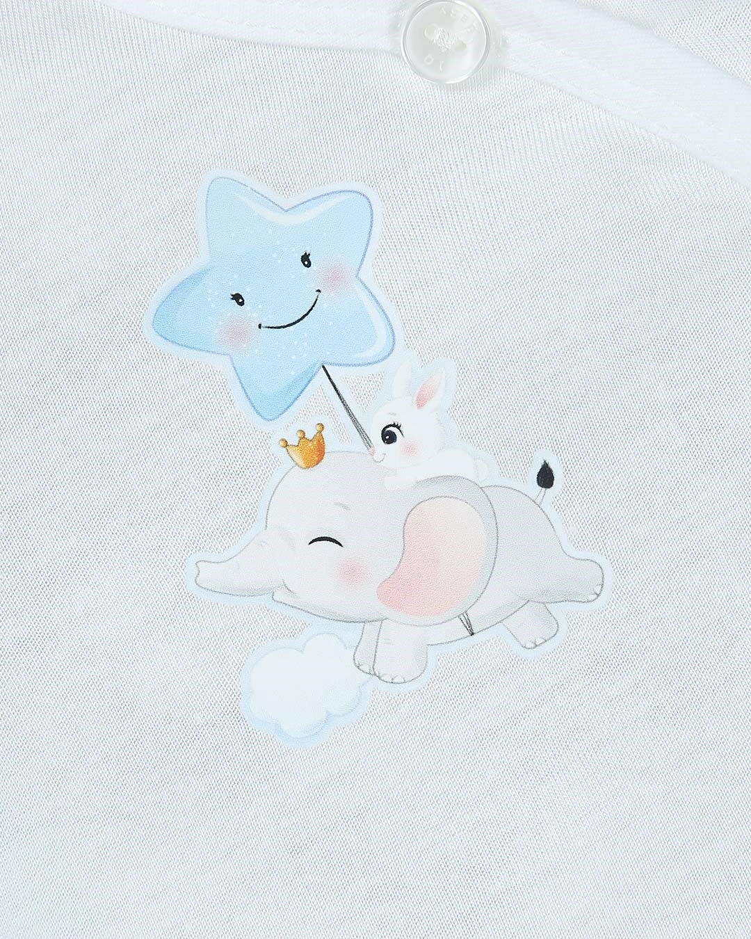 Áo tay ngắn in voi IQ Baby màu trắng - hồng 13