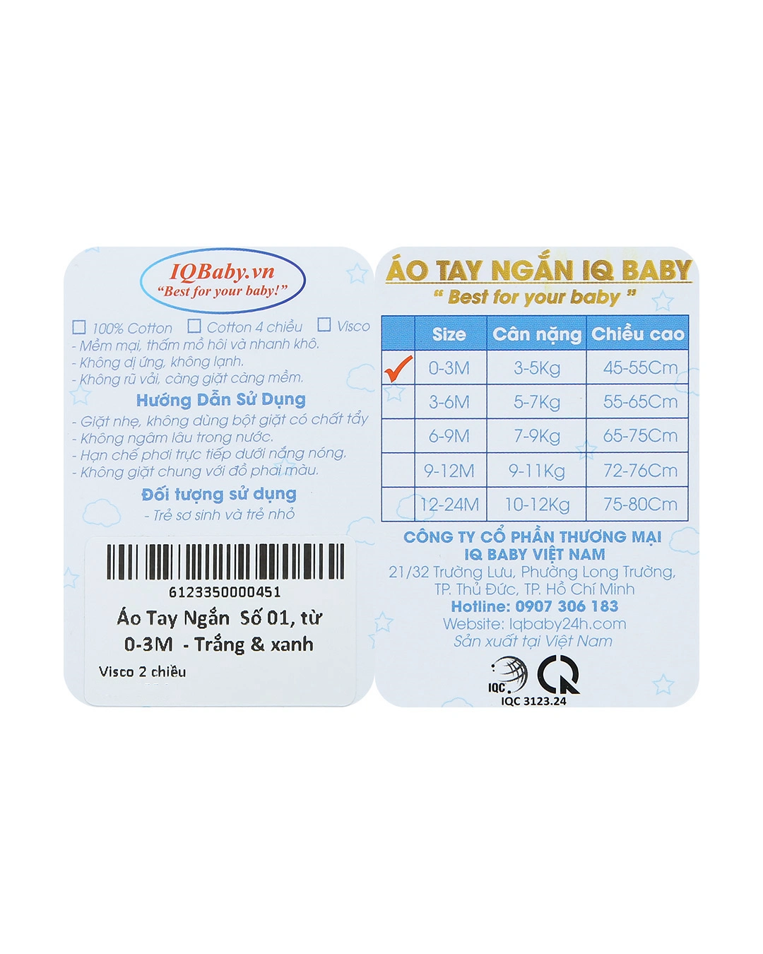 Áo tay ngắn in voi IQ Baby màu trắng - hồng 15