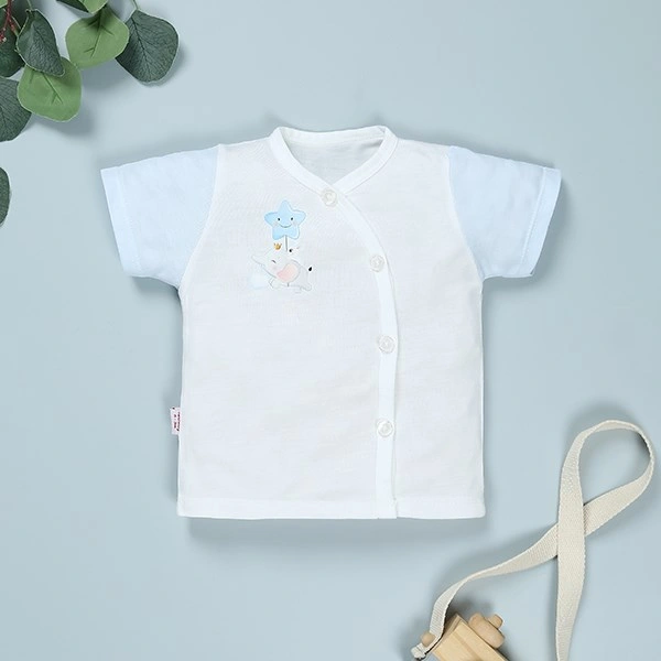 Áo tay ngắn in voi IQ Baby màu trắng - hồng 9