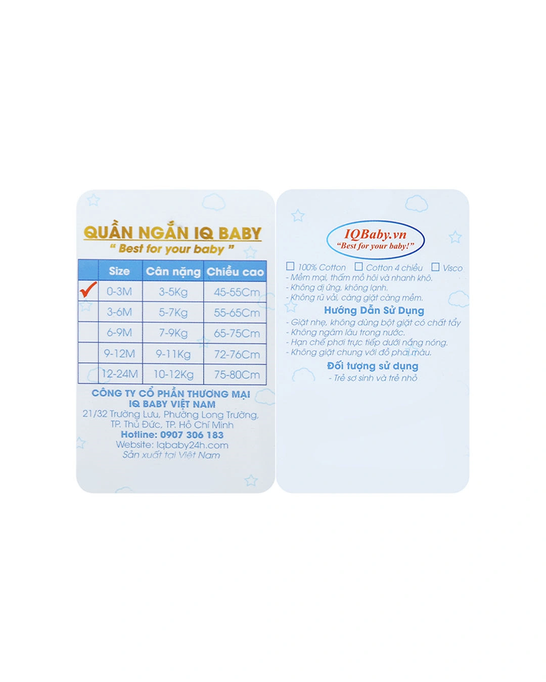 Quần ngắn IQ Baby visco màu hồng 9