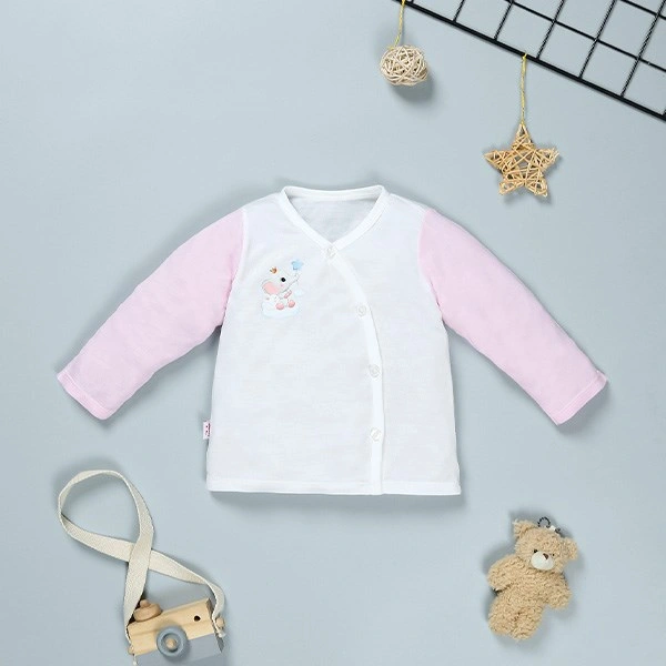 Áo tay dài in voi IQ Baby màu trắng - hồng 1