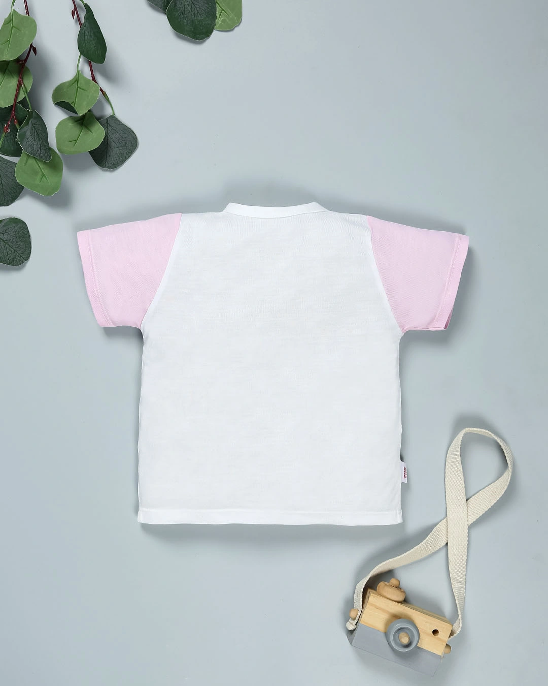 Áo tay ngắn in voi IQ Baby màu trắng - hồng 2