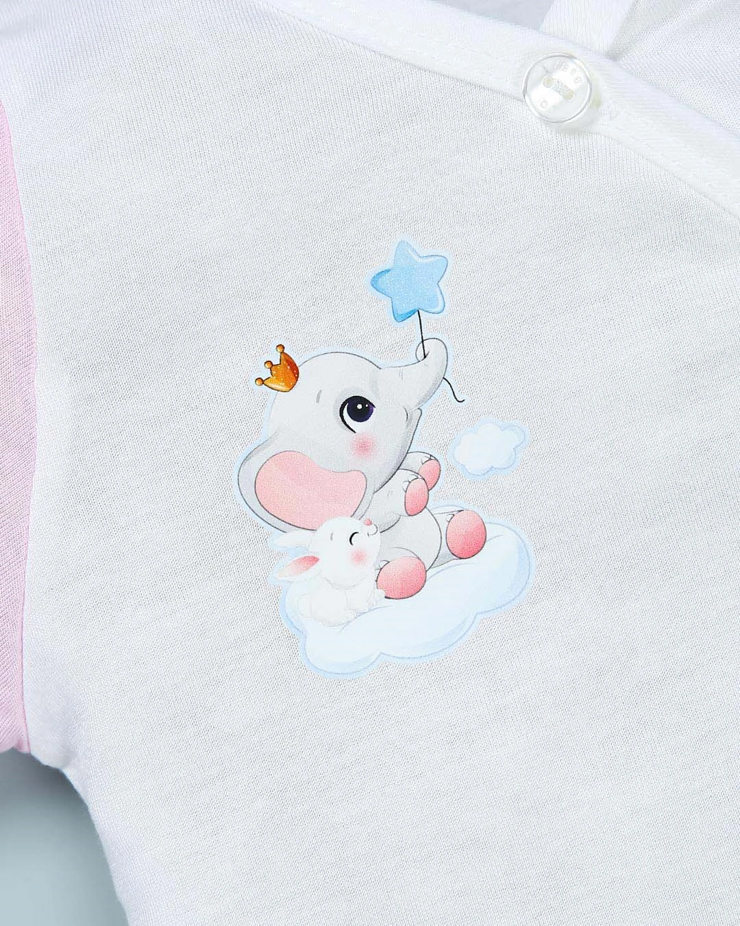 Áo tay ngắn in voi IQ Baby màu trắng - hồng 6