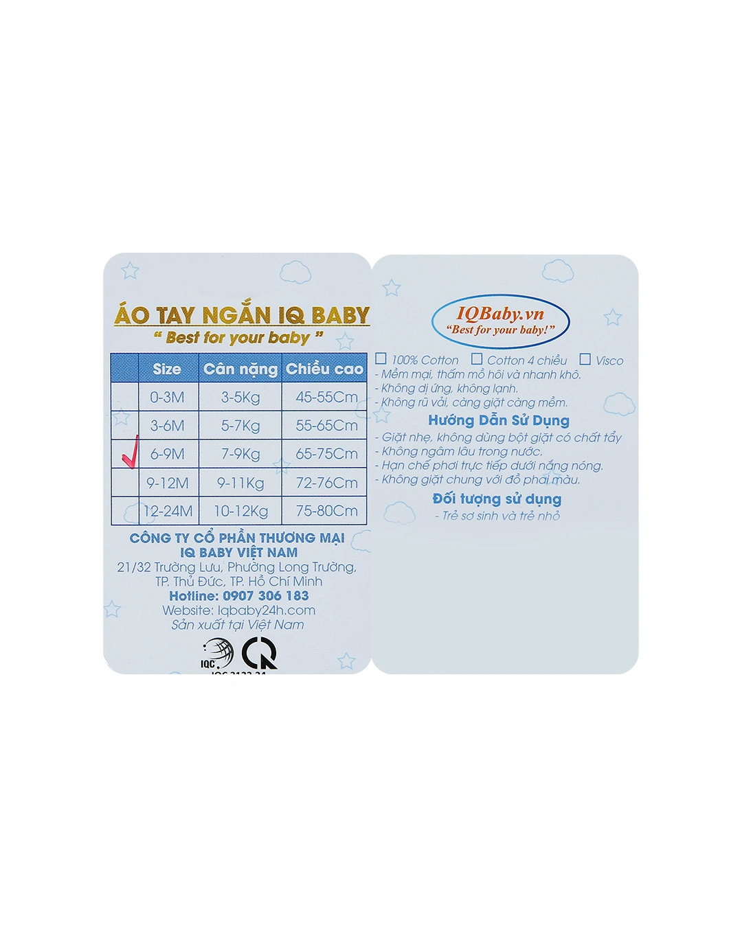 Áo tay ngắn in voi IQ Baby màu trắng - hồng 8