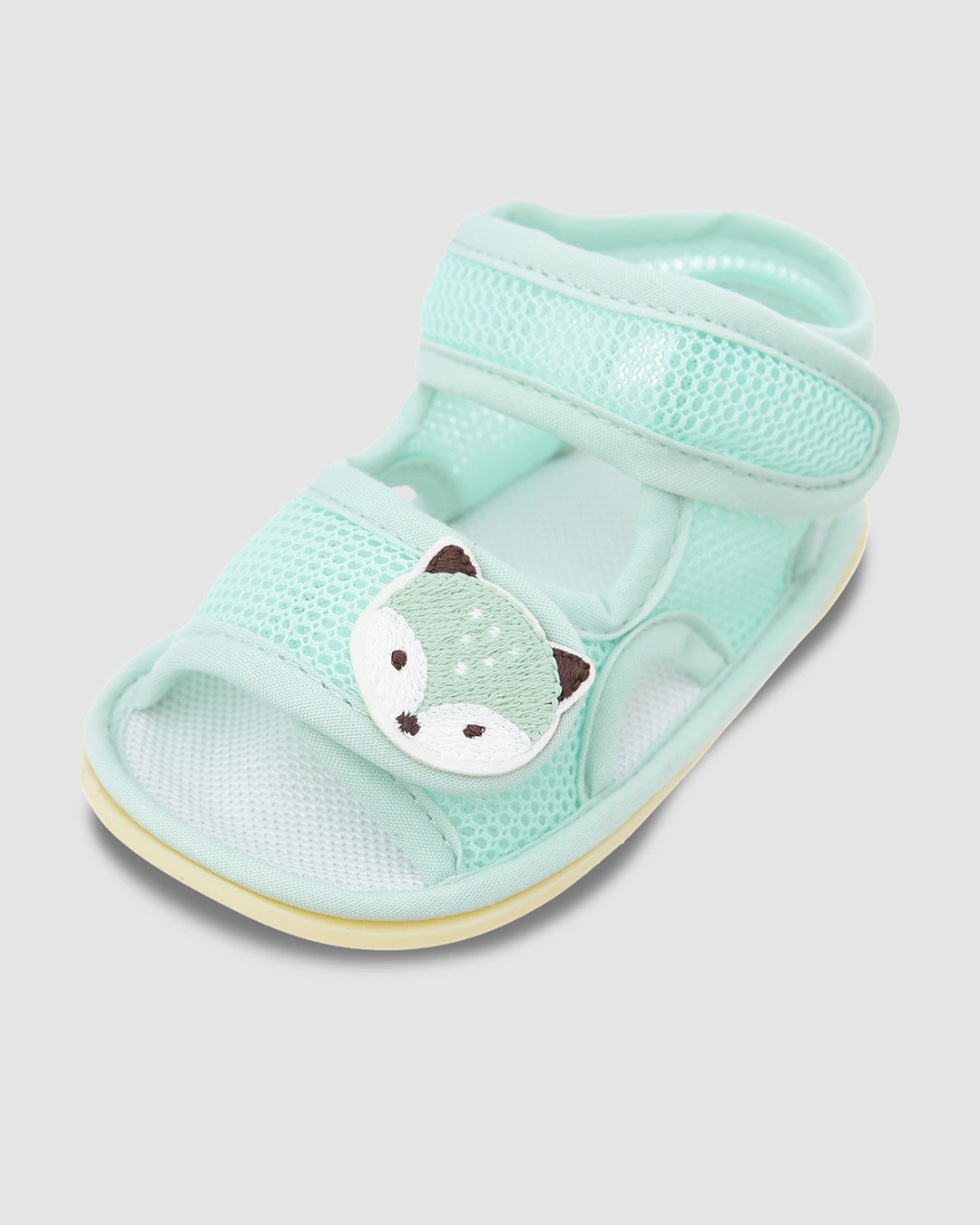 Giày tập đi cho bé Á Châu in hình mặt cáo màu xanh lá 3