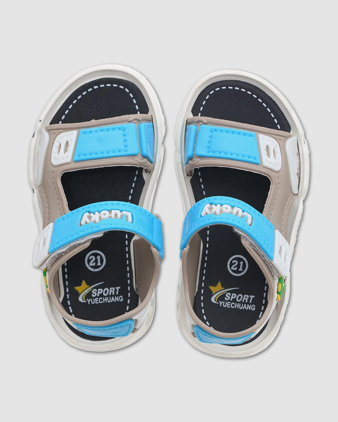 Giày sandal cho bé trai Á Châu Avakids AC34 màu xanh dương - vàng 15