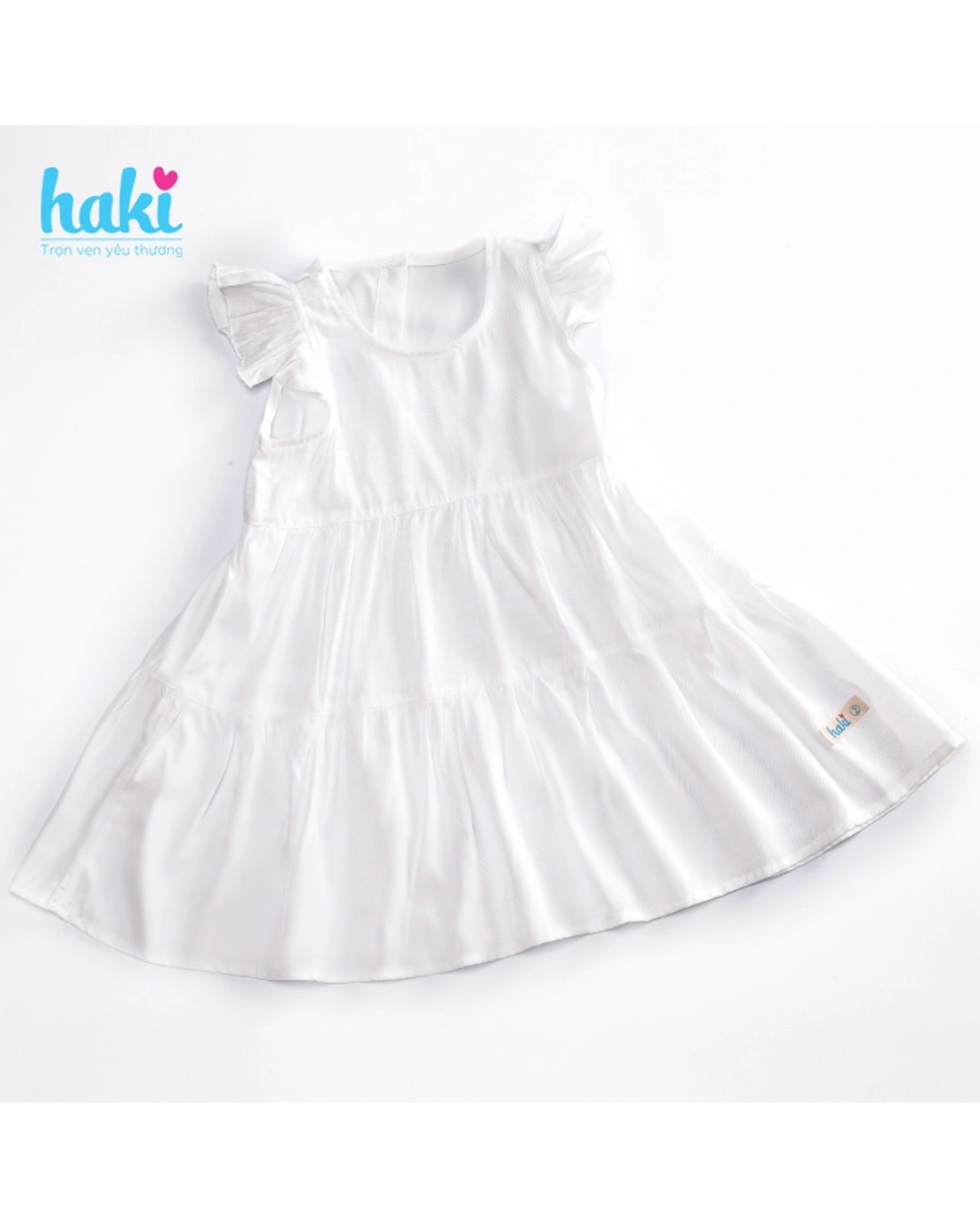 Đầm bé gái Haki màu trắng cánh tiên 2