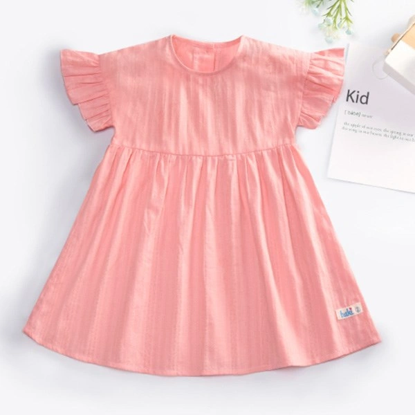 Đầm bé gái Haki màu trắng vai tay quấn bèo 8