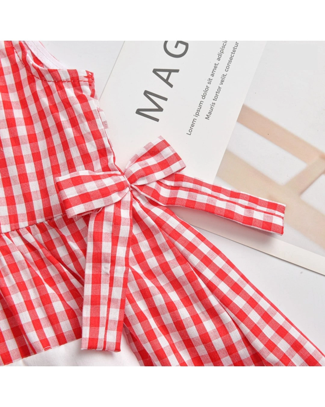 Đầm bé gái Haki HK519 màu đỏ - trắng 5