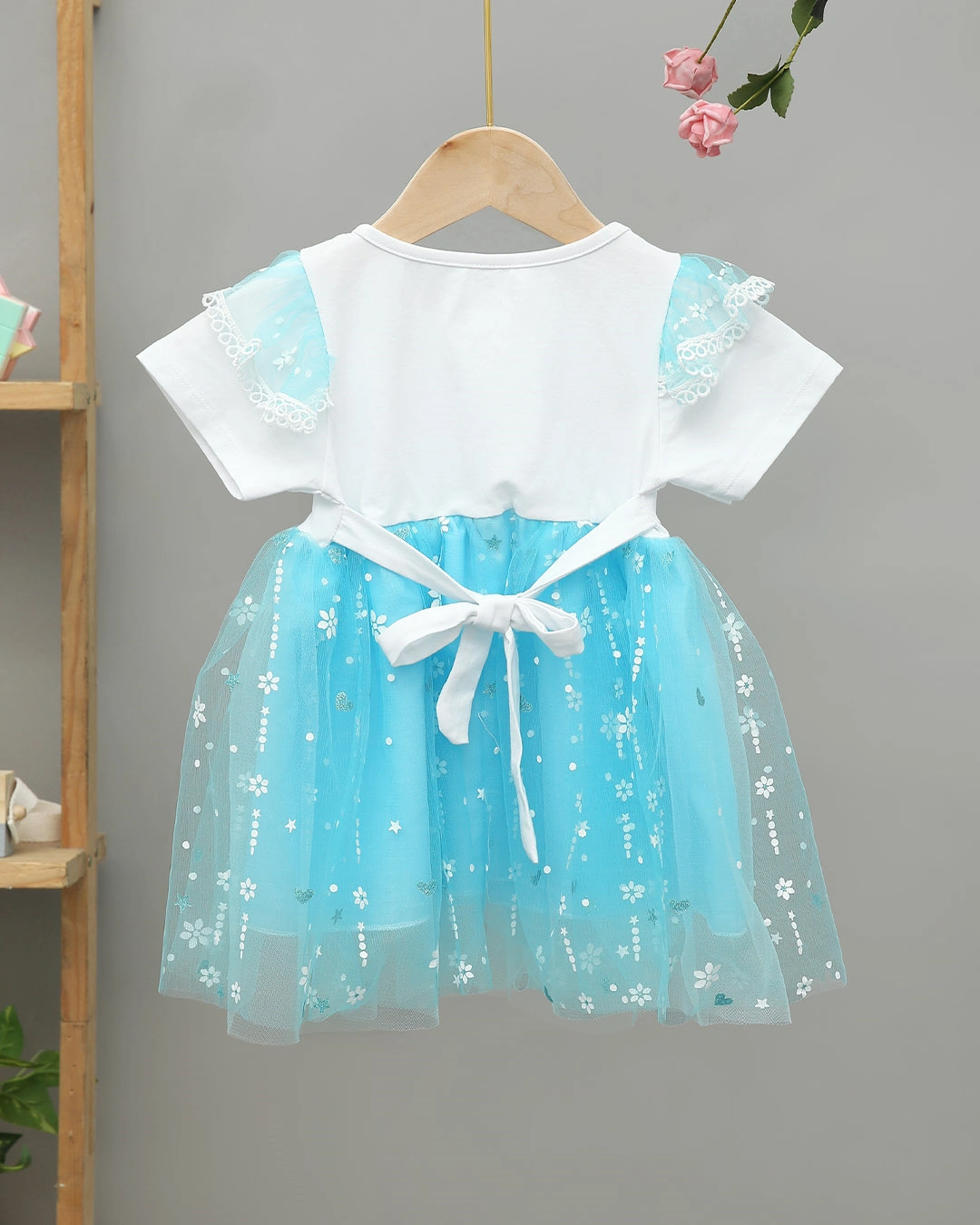 Đầm bé gái Rabity 95.215 màu trắng - xanh dương 2