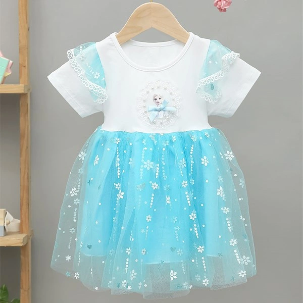 Đầm bé gái Rabity 95.215 màu trắng - xanh dương 1