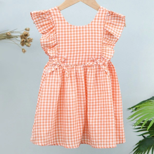 Đầm bé gái Pony Kids cánh tiên hở lưng màu cam 1