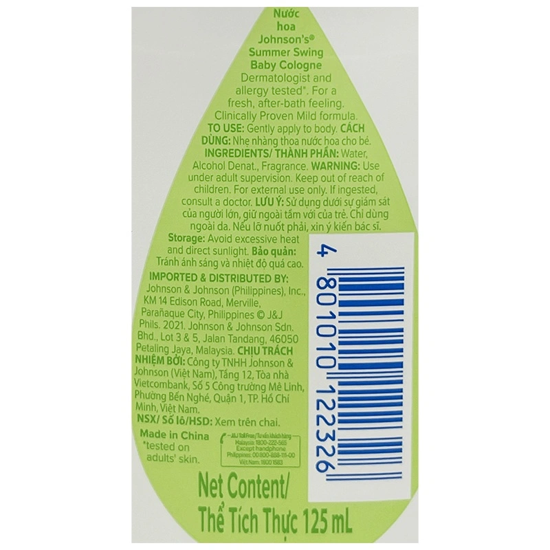Nước hoa cho bé Johnson's Baby hương ngày hè 125 ml 3