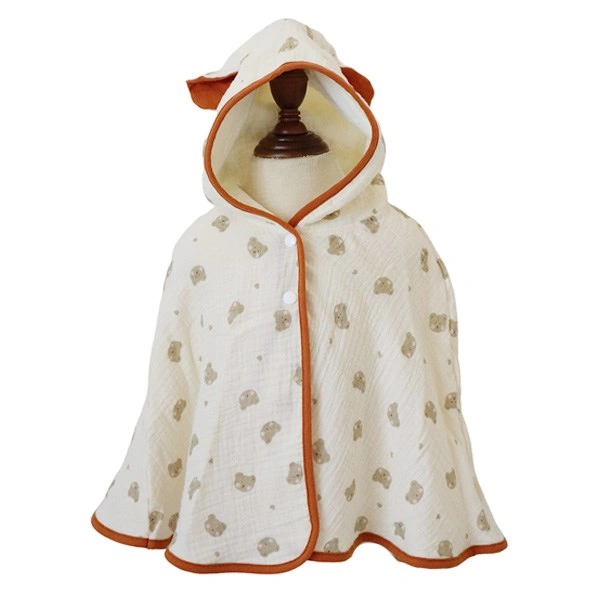 Áo choàng Bessla 0 - 12 tháng in hình gấu má hồng màu trắng 1