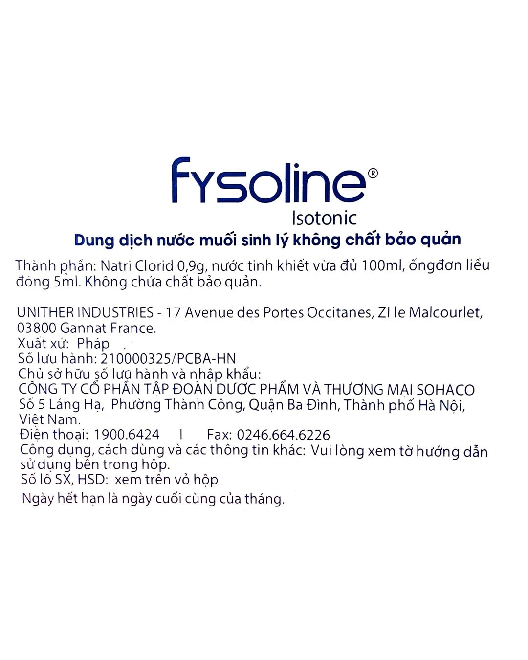 Nước muối sinh lý vệ sinh mắt mũi Fysoline 5 ml (Hộp 40 ống) 6