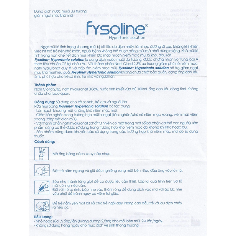 Nước muối sinh lý vệ sinh mắt mũi Fysoline 5 ml (Hộp 40 ống) 10