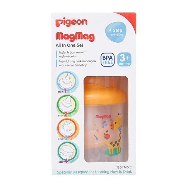 Bình tập uống nhựa PP Pigeon MAG MAG 180 ml - Màu vàng (từ 3 tháng) 1