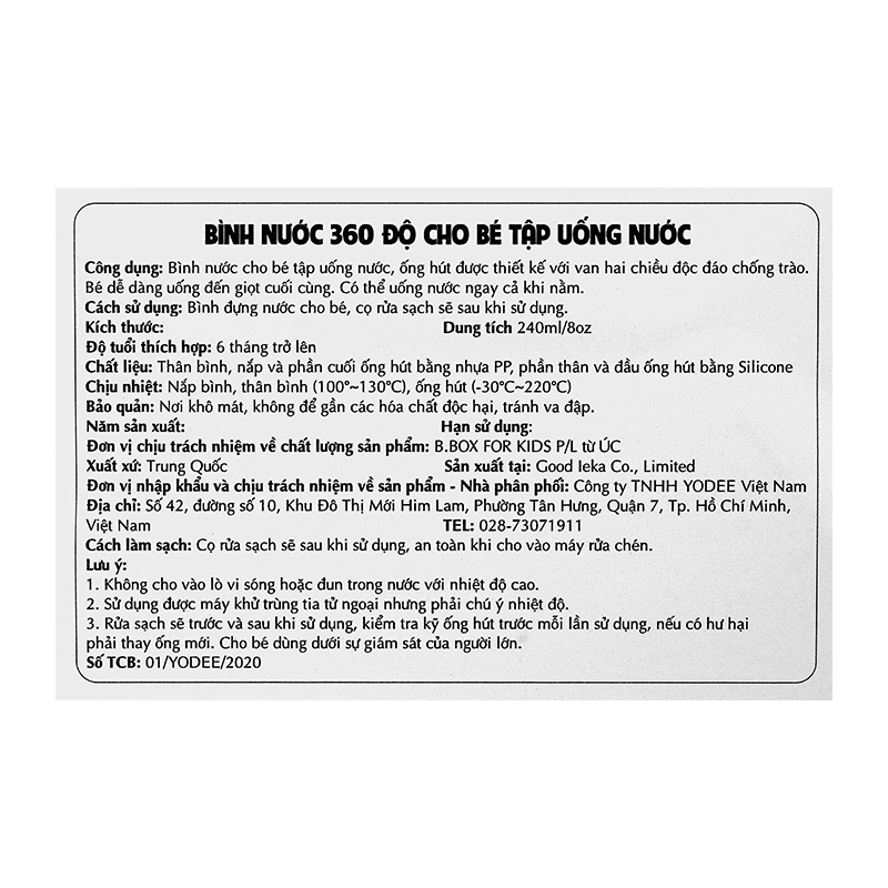 Bình tập uống 360 độ B.Box 519 240 ml - Màu xanh ngọc (từ 6 tháng) 29