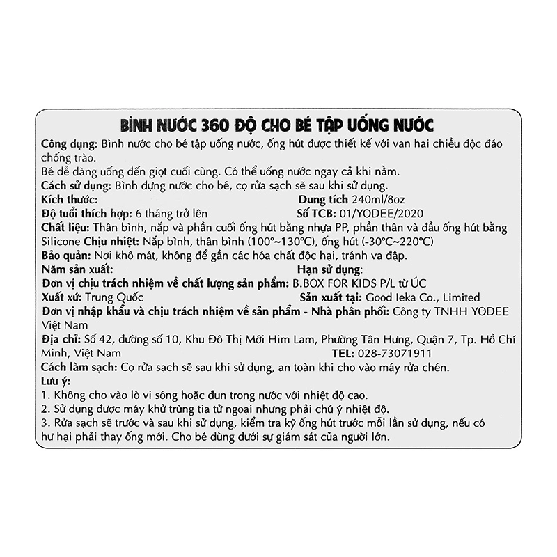 Bình tập uống 360 độ B.Box 519 240 ml - Màu xanh ngọc (từ 6 tháng) 20