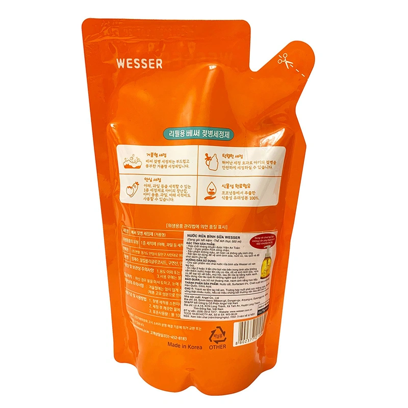 Nước rửa bình sữa Wesser chai 500 ml hương bưởi 6