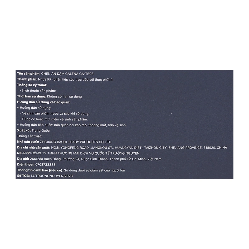 Chén ăn dặm Galena GA-TB03 8