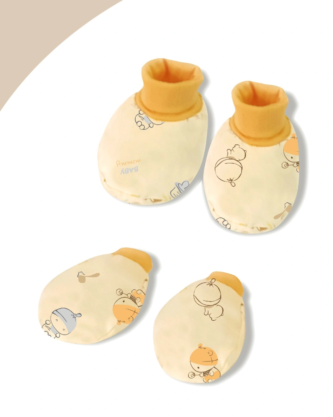 Bộ bao tay, bao chân phối bo in họa tiết BabyMommy - Màu ngẫu nhiên (0 - 3 tháng) 5