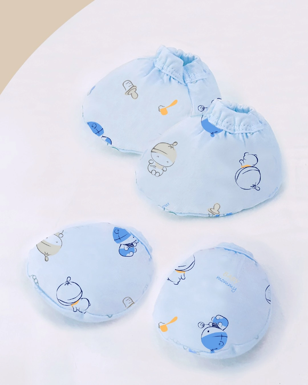 Bộ bao tay, bao chân viền in hình em bé BabyMommy - Màu ngẫu nhiên (0 - 3 tháng) 3