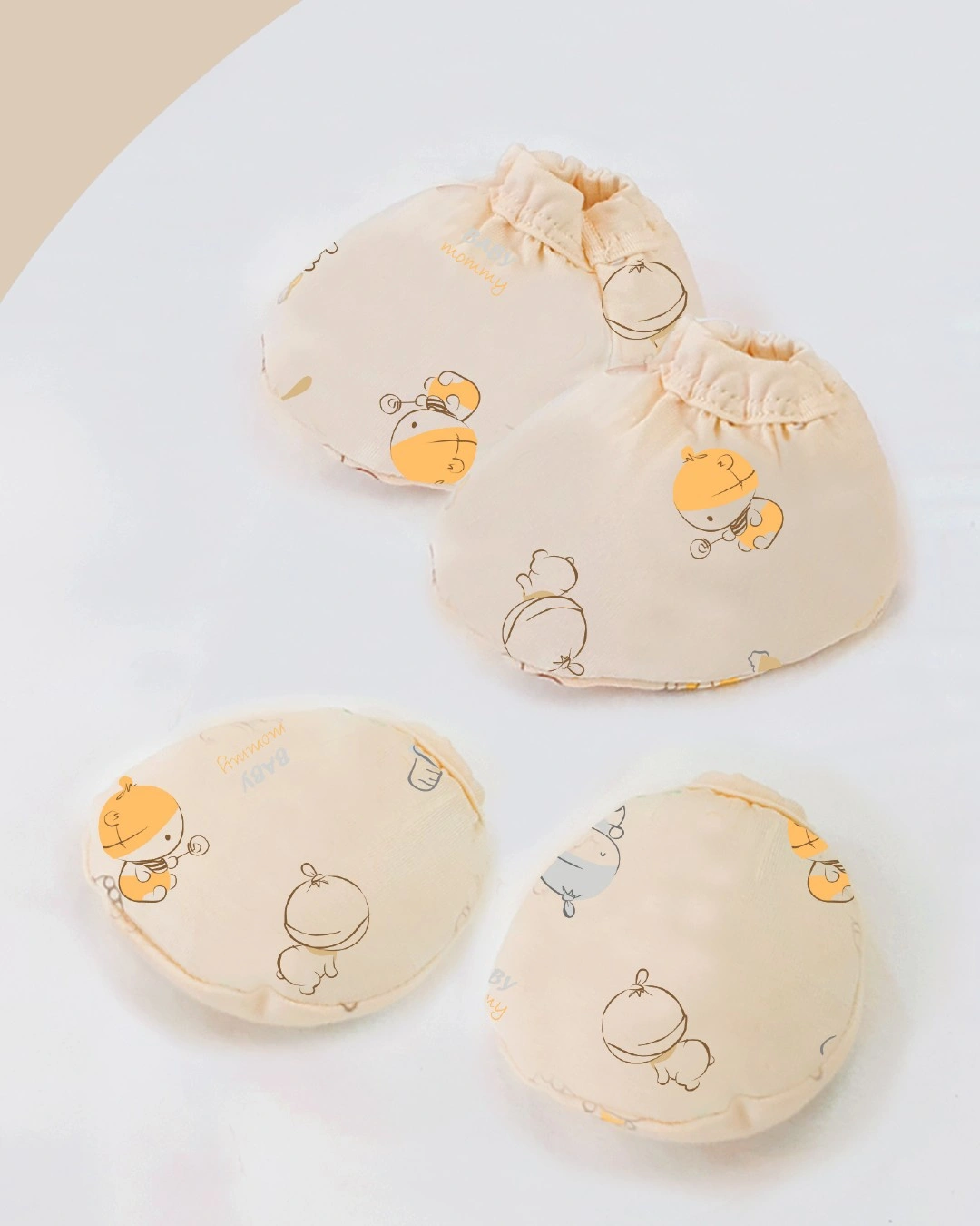 Bộ bao tay, bao chân viền in hình em bé BabyMommy - Màu ngẫu nhiên (0 - 3 tháng) 6