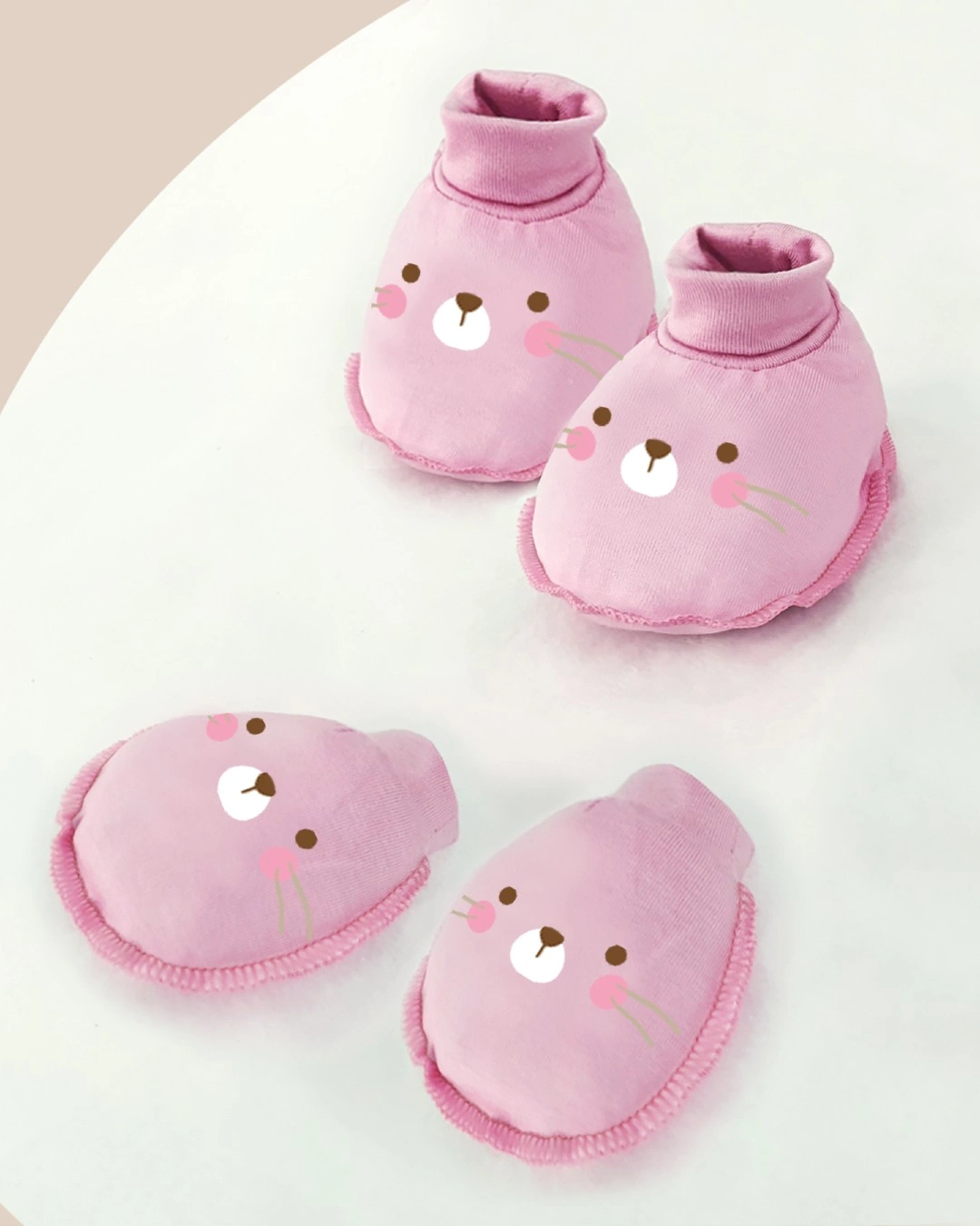 Bộ bao tay, bao chân bo thun in hình thú BabyMommy - Màu ngẫu nhiên (0 - 3 tháng) 4