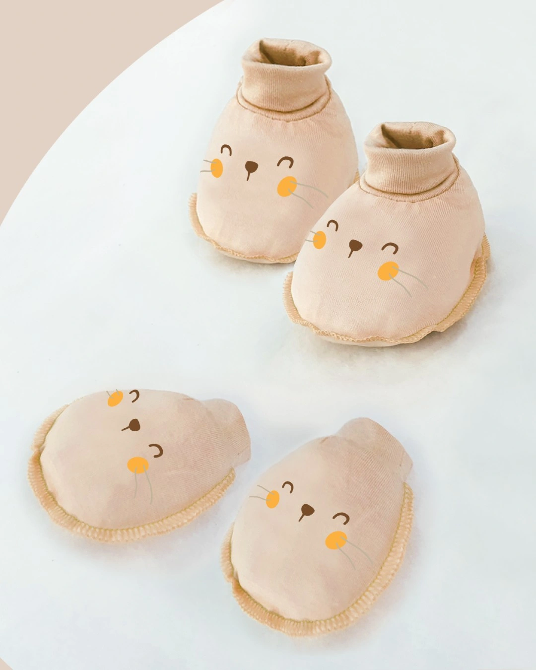 Bộ bao tay, bao chân bo thun in hình thú BabyMommy - Màu ngẫu nhiên (0 - 3 tháng) 5