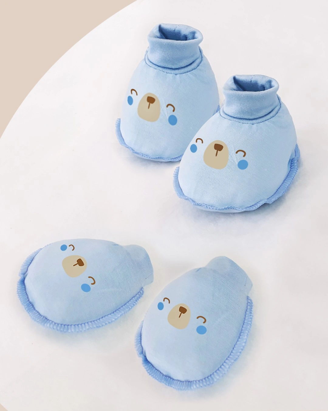 Bộ bao tay, bao chân bo thun in hình thú BabyMommy - Màu ngẫu nhiên (0 - 3 tháng) 6