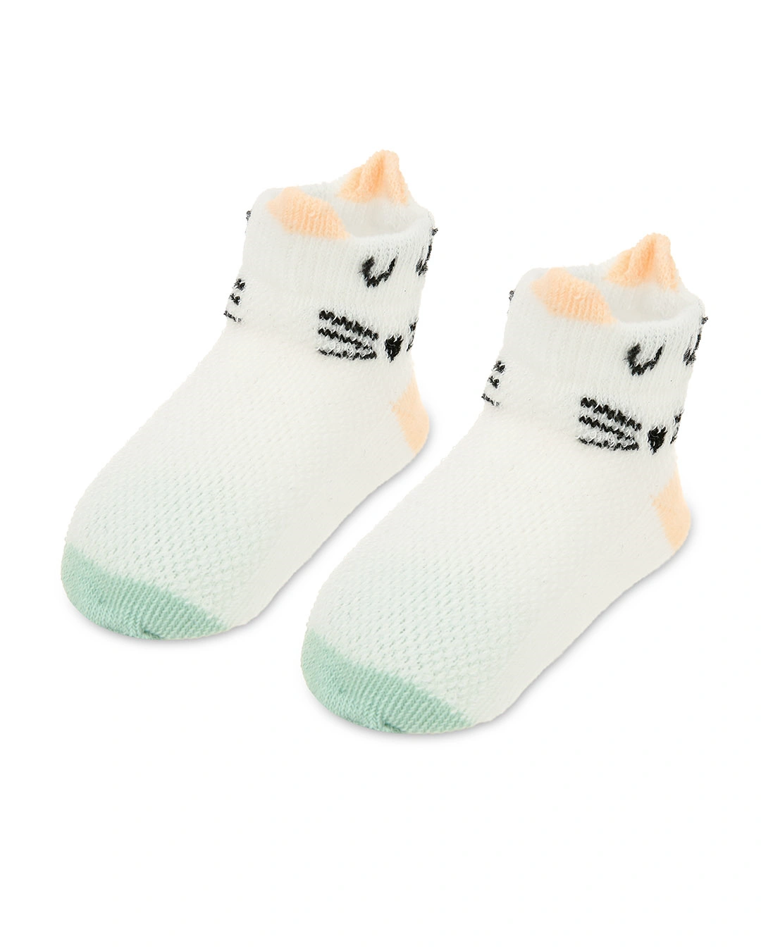 Set 5 đôi tất sơ sinh Á Châu màu hồng phấn - trắng - xanh (1 - 2 tuổi) 9