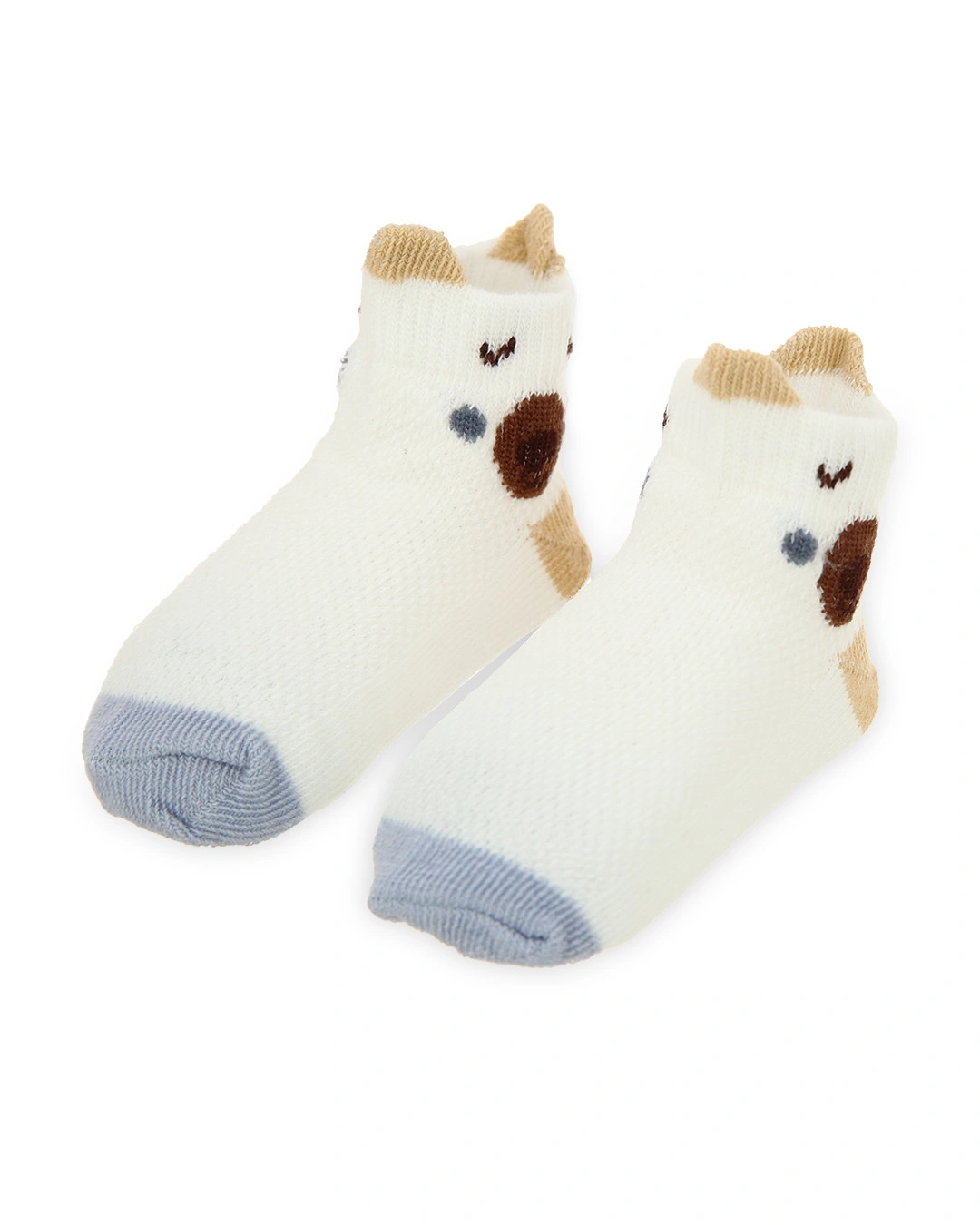 Set 5 đôi tất sơ sinh Á Châu màu nâu - trắng - xanh (1 - 2 tuổi) 14