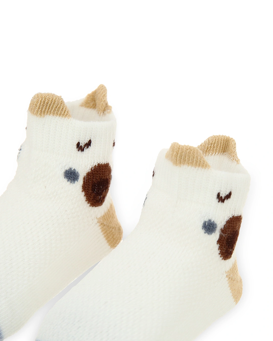 Set 5 đôi tất sơ sinh Á Châu màu nâu - trắng - xanh (1 - 2 tuổi) 15