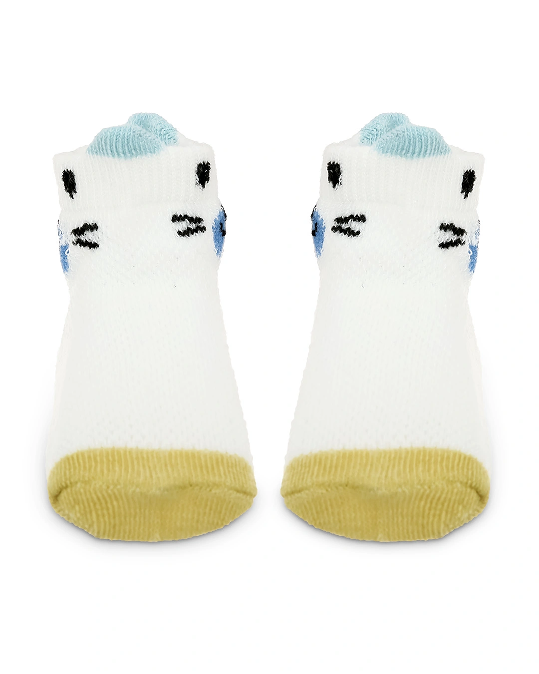 Set 5 đôi tất sơ sinh Á Châu màu xanh dương - trắng - vàng (1 - 2 tuổi) 2