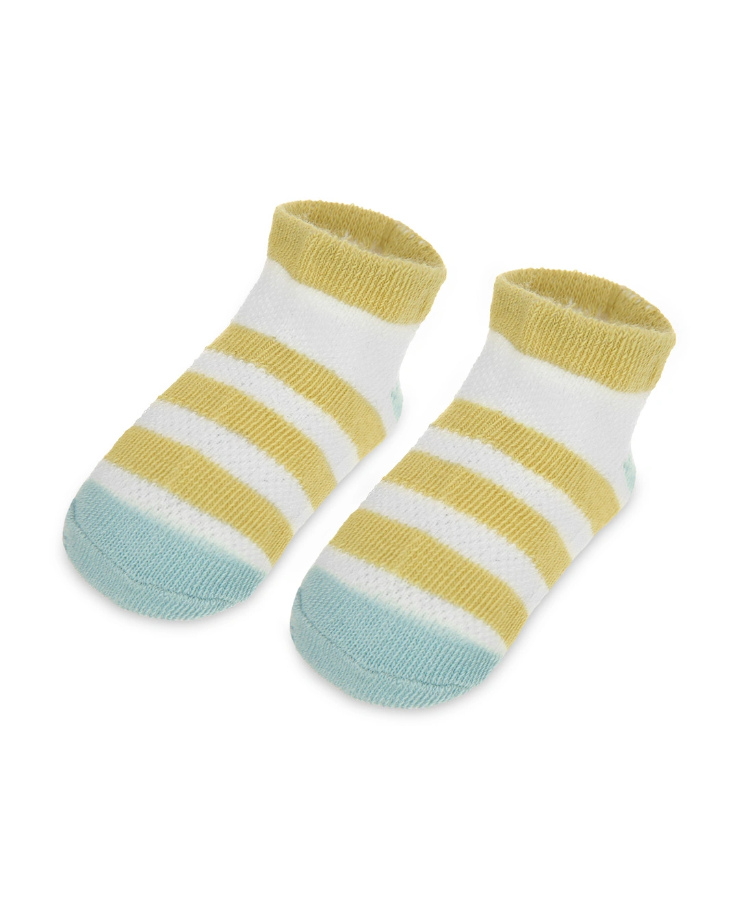 Set 5 đôi tất sơ sinh Á Châu màu xanh dương - trắng - vàng (1 - 2 tuổi) 24