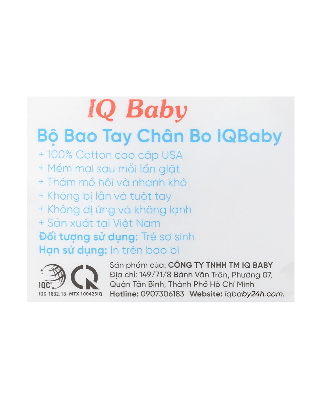 Bộ bao tay, bao chân sao băng IQ Baby màu trắng (0 - 3 tháng) 10