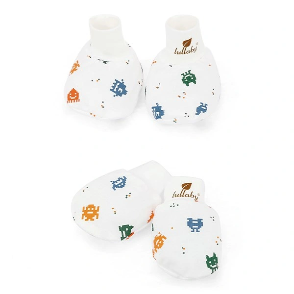 Bộ bao tay, bao chân in hình robot Lullaby NH284V màu trắng (0 - 3 tháng) 1