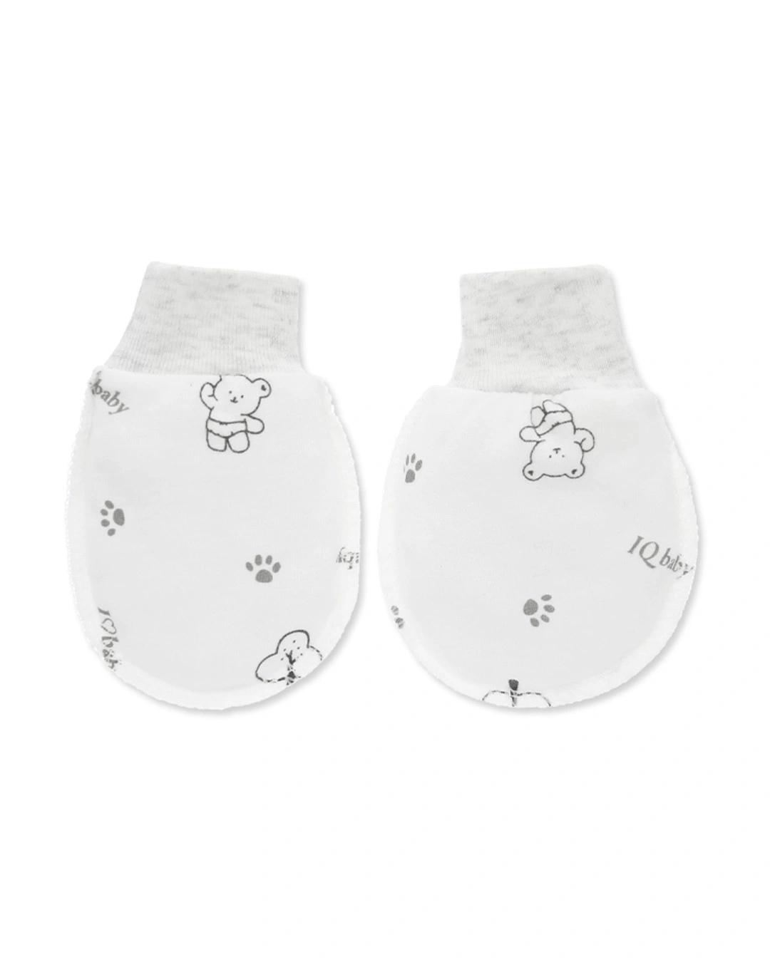 Bộ bao tay, bao chân in gấu xám IQ Baby màu trắng (0 - 3 tháng) 3