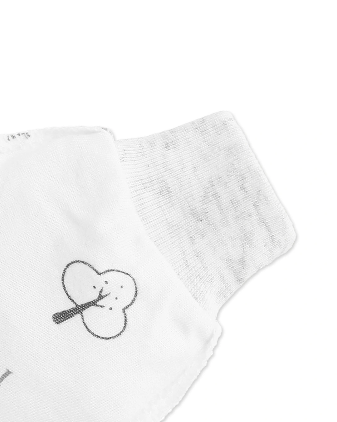 Bộ bao tay, bao chân in gấu xám IQ Baby màu trắng (0 - 3 tháng) 4