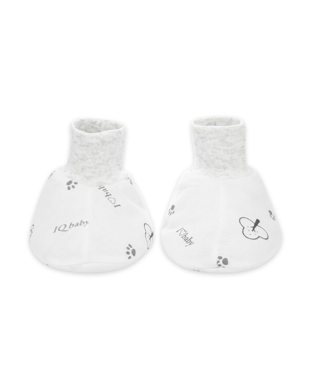 Bộ bao tay, bao chân in gấu xám IQ Baby màu trắng (0 - 3 tháng) 6